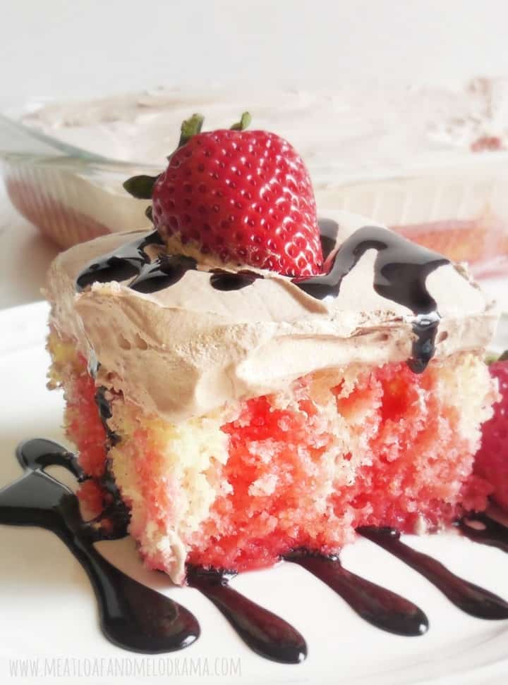 strawberry poke cake from Meatloaf and Melodrama