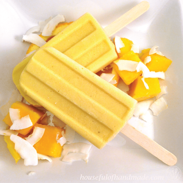 Tropical Smoothie Yogurt Popsicles from Houseful of Handmade