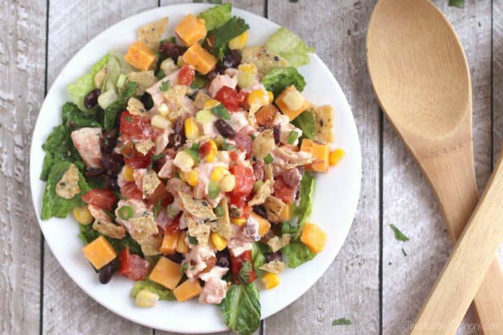 7 Layer Chicken Taco Salad from Two Healthy Kitchens