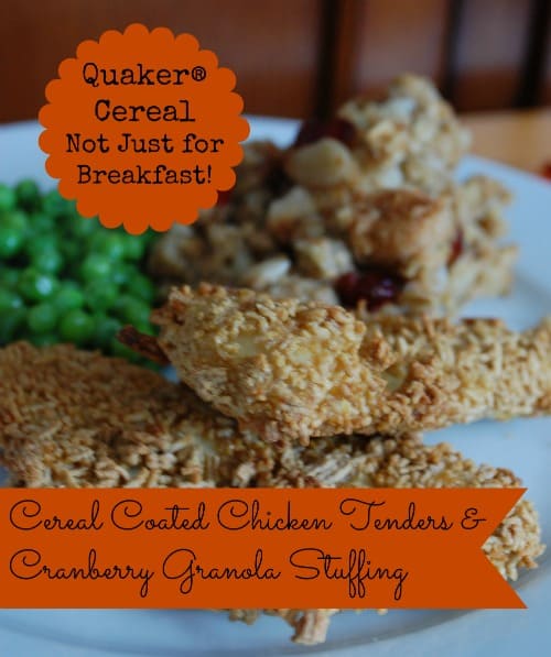 Cereal-Coated-Chicken-Tenders-and-Granola-Stuffing-Recipe from Thrifty Jinxy