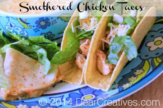 Smothered-Chicken-tacos-and-quesadillas-on-a-platter-with-shredded-cheese_Theresa-Huse from Dear Creatives