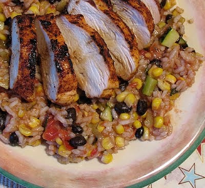 Spicy Grilled Chicken with Baja Black Beans and Rice from Amandas Cookin