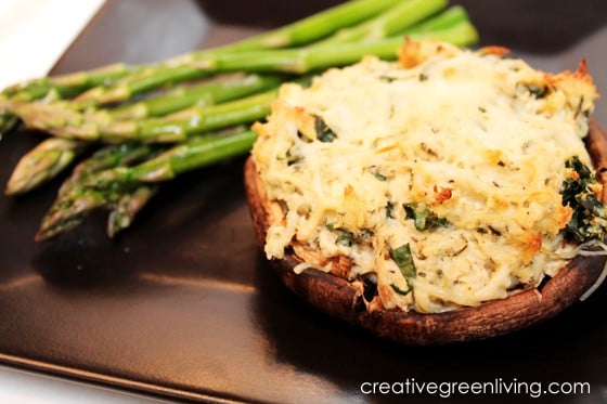 chicken & kale stuffed portabella mushrooms from Creative Green Living
