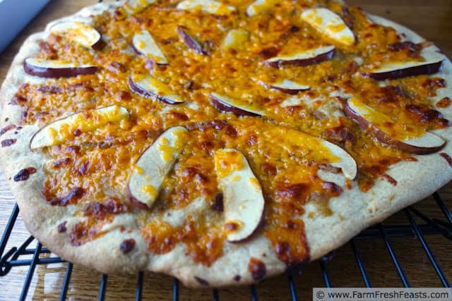 Cheddar Apple Onion Bacon Pizza from Farm Fresh Feasts