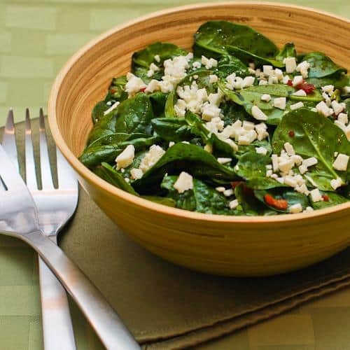Spinach Salad Recipe with Bacon and Feta from Kalyns Kitchen