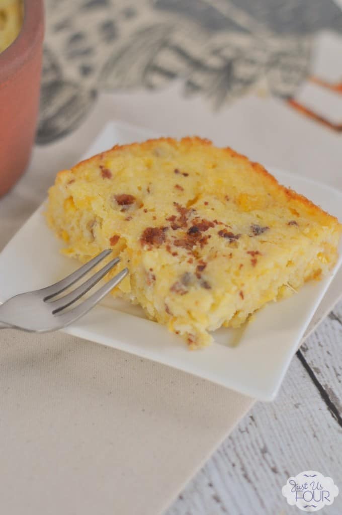 Bacon Corn Pudding from Just Us Four Blog