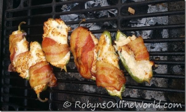 Smoked Crab Stuffed Jalepano Poppers wrapped in Bacon from Robyns Online World